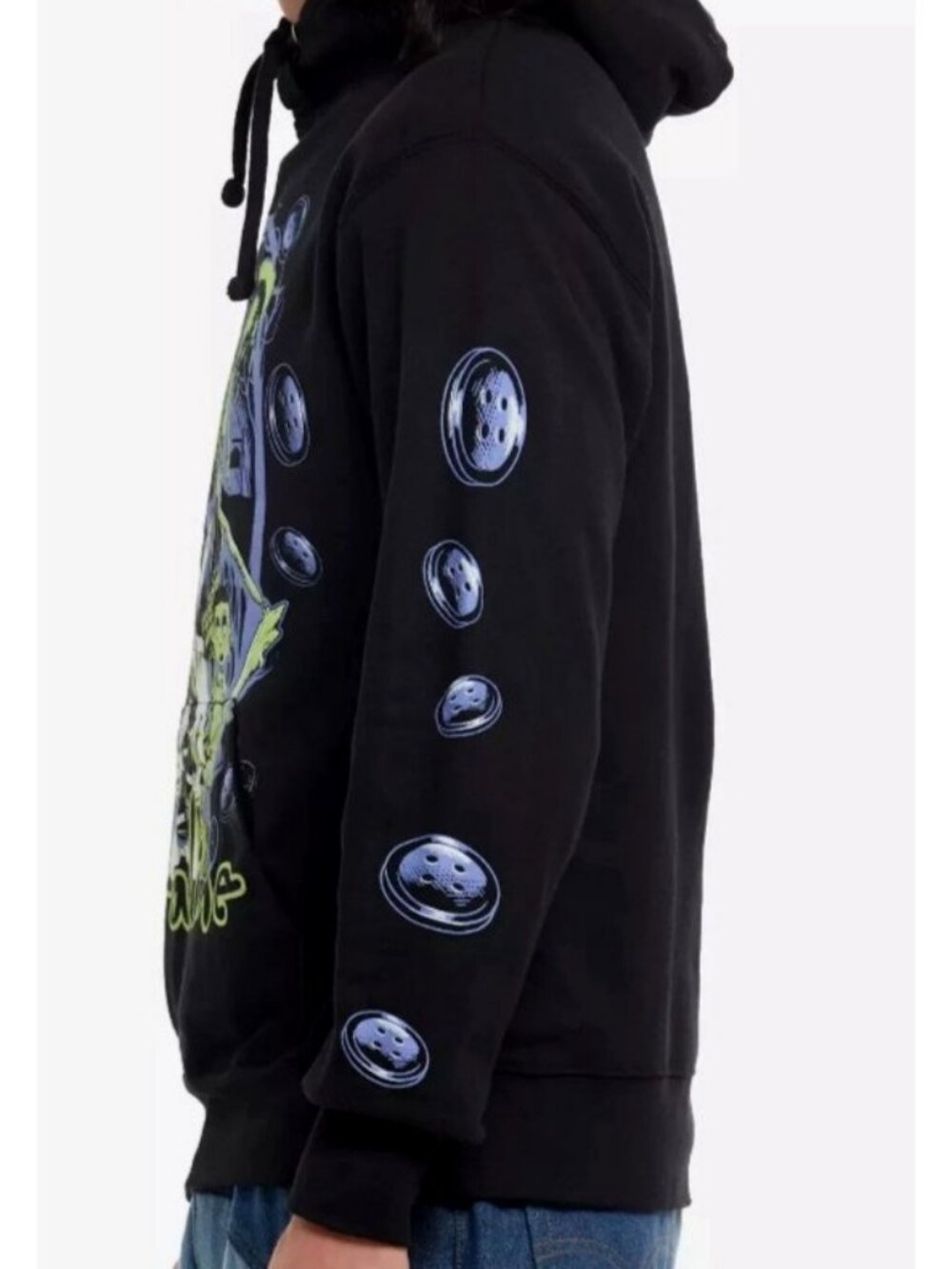 New Coraline Graphic Hoodie Black Licensed Pullover Sweatshirt Sz L NWT - Picture 3 of 6